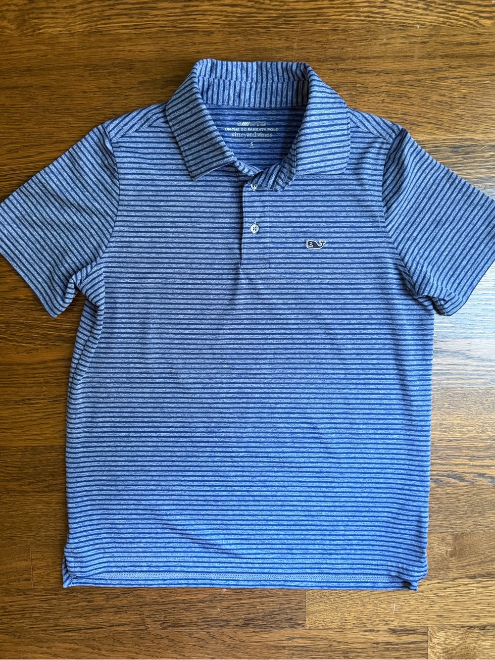 Vineyard Vines Blue Heathered Striped Polo S